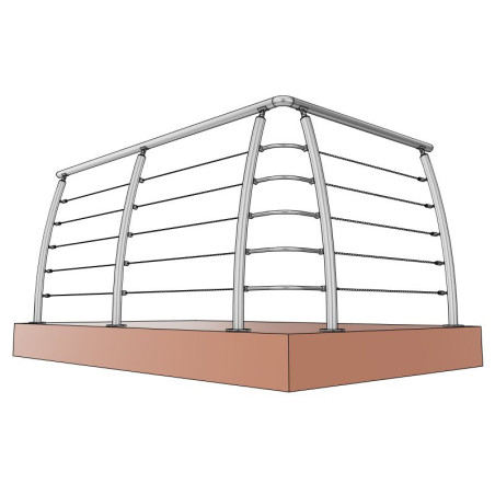 Garde corps de terrasse à 5 câbles Design Pont de Bateau en Inox en kit à la française