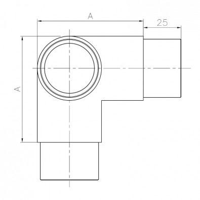 Raccord à 90° avec 3 départs en inox 316 poli miroir diam 42,4 mm Raccord à 90° avec 3 départs en inox 316 poli miroir diam 42,4 mm