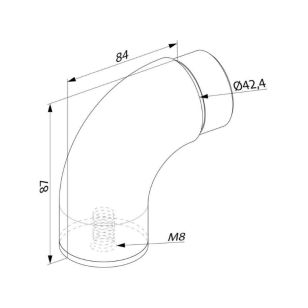 Support de main courante inox 304 coudé avec fixation invisible 