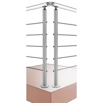 Kit angle à 90° inox 316 avec 2 poteaux de départ et 1 coude pour main courante, à la française