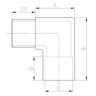 Coude à 90° mâle-femelle en inox 316 brossé 48,3 mm angle droit Coude à 90° mâle-femelle en inox 316 brossé 48,3 mm angle droit