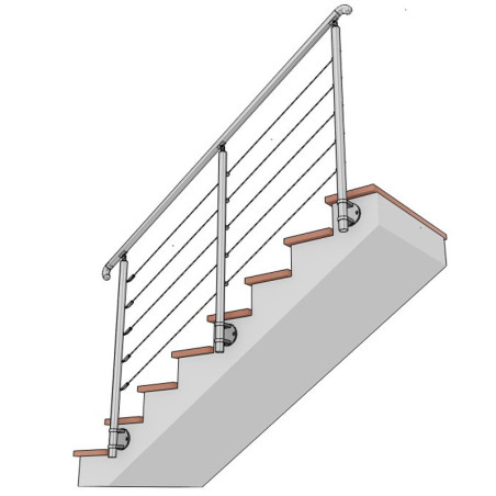 Garde corps terrasse, escalier,à câbles inox en kit extérieur ou intérieur, à l'anglaise