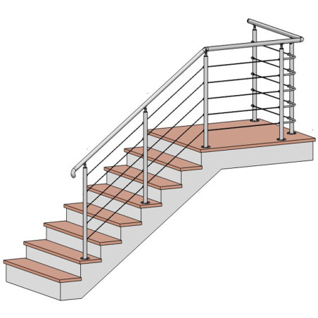 Barrière de terrasse à 5 câbles en inox à la française