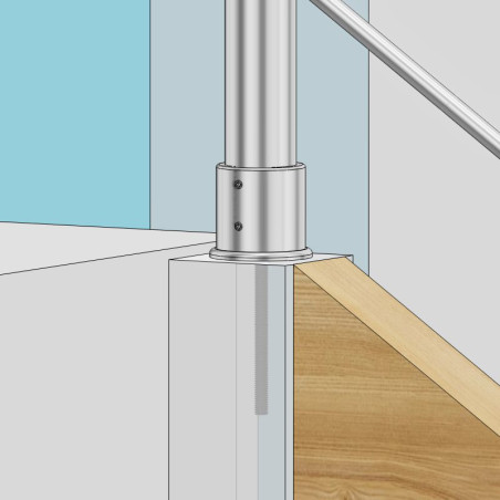 Garde corps escalier sur limon bois, 4 barres, en inox, en kit