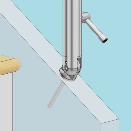 Garde corps escalier sur limon bois, 4 barres, en inox, en kit