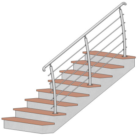 Garde corps Design Pont de Bateau en Inox, en kit, 5 barres à la française