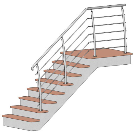 Garde corps Design Pont de Bateau en Inox, en kit, 5 barres à la française