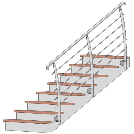 Garde corps Design Pont de Bateau en Inox en kit 5 barres à l'anglaise