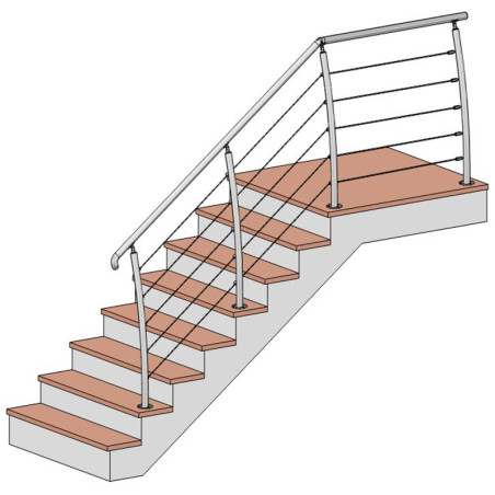 Garde corps Design Pont de Bateau en Inox, en kit, 5 câbles à la française