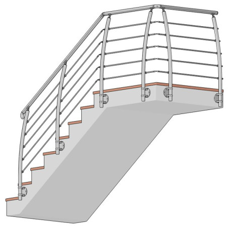 Garde corps de terrasse à 5 barres Design Pont de Bateau en Inox en kit à l'anglaise