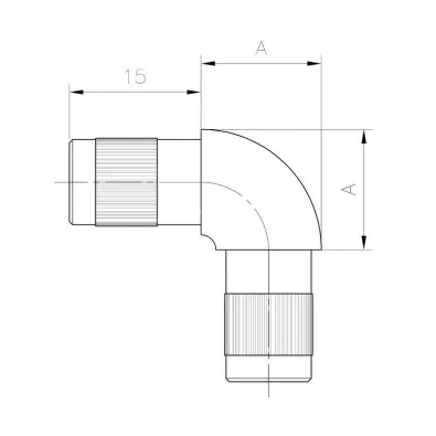 Coude à 90° mâle-mâle en inox 304 brossé 12 mm angle droit arrondi Coude à 90° mâle-mâle en inox 304 brossé 12 mm angle droit arrondi