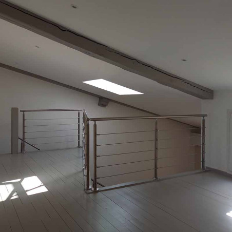 Barrière de terrasse, escalier, en kit à 5 câbles inox, à la française