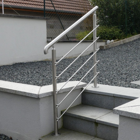 Garde corps d'escalier à 5 lisses en kit à la française, en inox