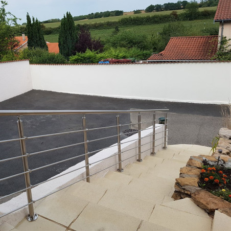 Garde corps d'escalier à 5 lisses en kit à la française, en inox