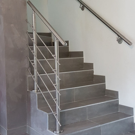 Garde corps d'escalier à 5 lisses en kit à la française, en inox