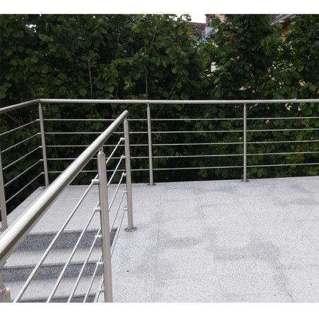Garde corps d'escalier à 5 lisses en kit à la française, en inox