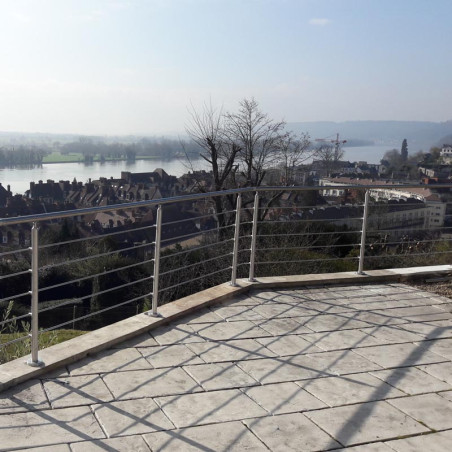 Garde corps d'escalier à 5 lisses en kit à la française, en inox