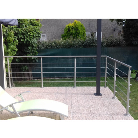 Garde corps d'escalier à 5 lisses en kit à la française, en inox