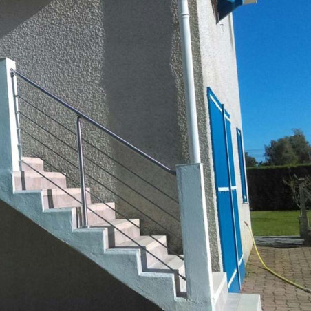 Garde corps d'escalier à 5 lisses en kit à la française, en inox