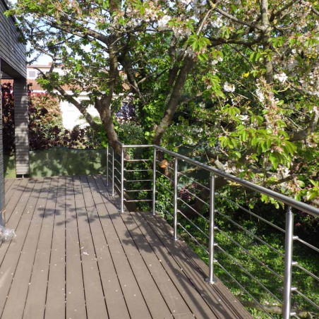 Garde corps d'escalier à 5 lisses en kit à la française, en inox