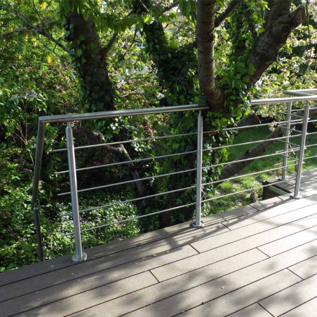 Garde corps d'escalier à 5 lisses en kit à la française, en inox