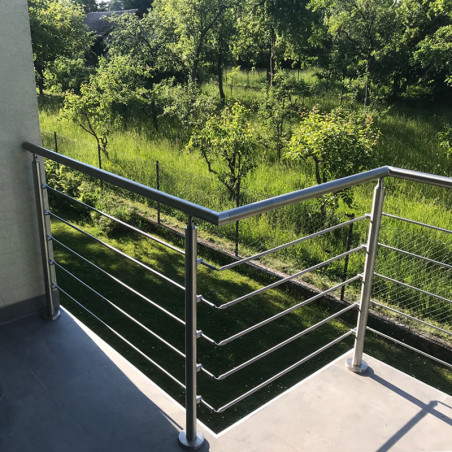 Garde corps d'escalier à 5 lisses en kit à la française, en inox
