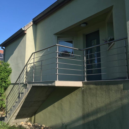 Garde corps d'escalier à 5 lisses en kit à la française, en inox