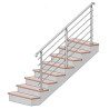 Garde corps d'escalier à 5 lisses en kit à la française, en inox 65