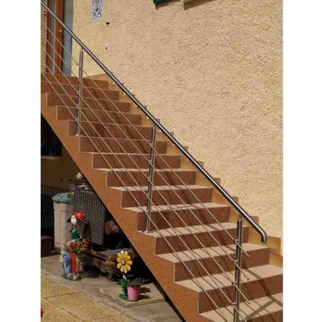 Garde corps d'escalier à 5 lisses en kit à la française, en inox