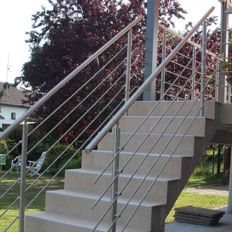 Garde corps d'escalier à 5 lisses en kit à la française, en inox