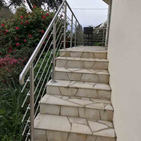 Garde corps d'escalier à 5 lisses en kit à la française, en inox