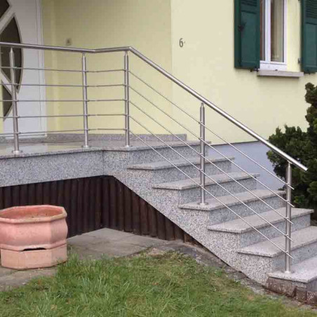 Garde corps d'escalier à 5 lisses en kit à la française, en inox