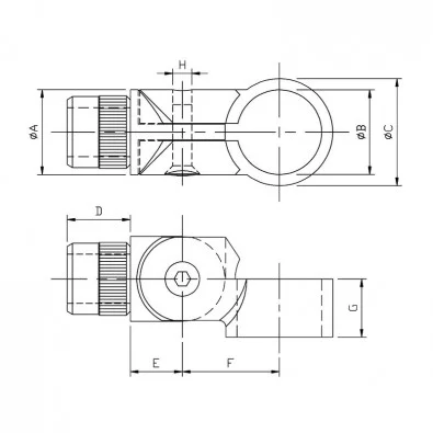 Départ de main courante inox avec collier de serrage pour tube 33,7 mm Départ de main courante inox avec collier de serrage pour tube 33,7 mm