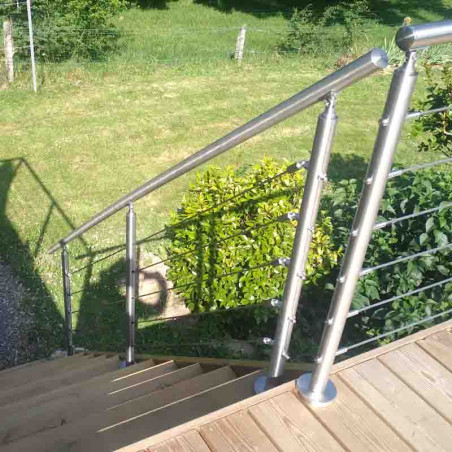Garde corps d'escalier inox à 5 câbles en kit à la française