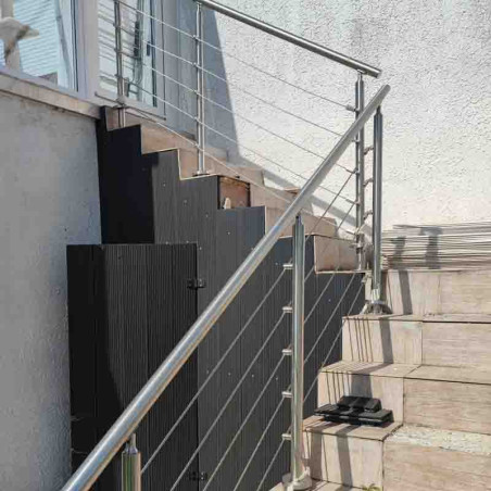 Garde corps d'escalier inox à 5 câbles en kit à la française