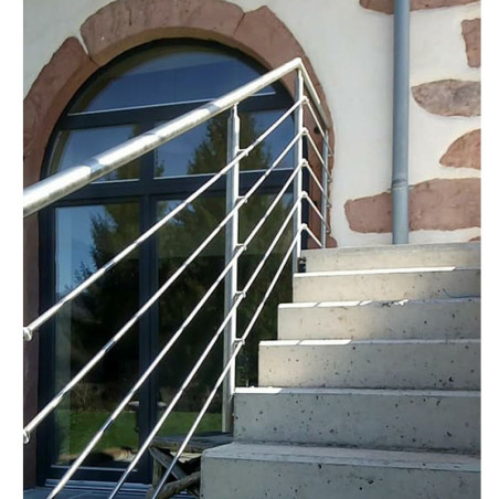 Garde corps d'escalier à 5 lisses en kit à l'anglaise, en inox
