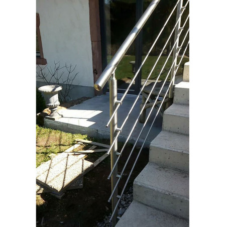 Garde corps d'escalier à 5 lisses en kit à l'anglaise, en inox