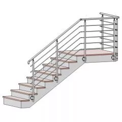 Garde corps d'escalier à 5 lisses en kit à l'anglaise, en inox