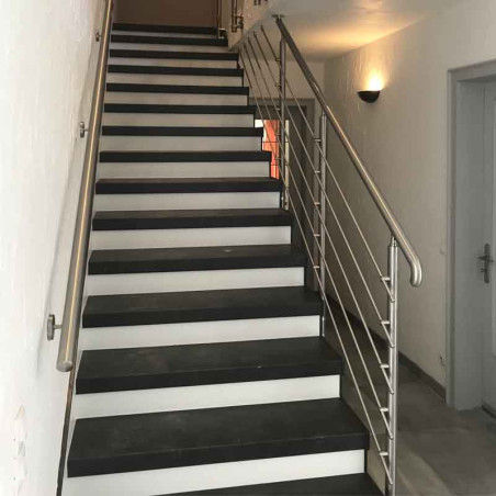 Barrière d'escalier à 5 lisses en kit à l'anglaise, en inox