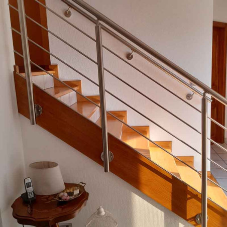 Garde corps d'escalier à 5 lisses en kit à l'anglaise, en inox