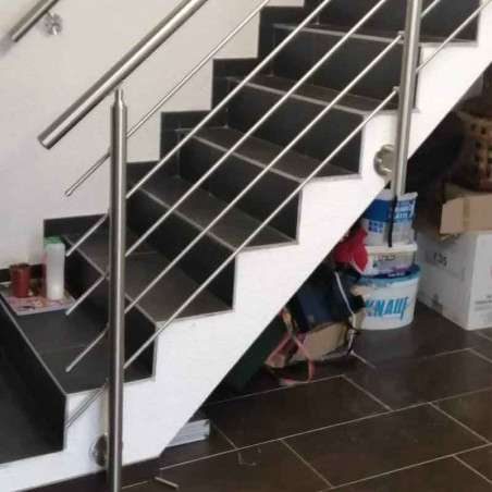 Garde corps d'escalier à 5 lisses en kit à l'anglaise, en inox