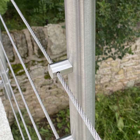 Garde corps d'escalier à 5 cables tendus en kit à l'anglaise, en inox