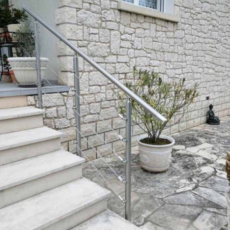 Barrière d'escalier à 5 cables en kit à l'anglaise, en inox