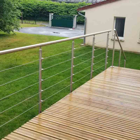 Garde corps d'escalier à 5 cables tendus en kit à l'anglaise, en inox