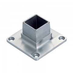 Platine de fixation pour tube carré 50 x 50 mm en inox 316 brossé