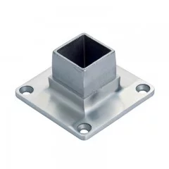 Platine de fixation pour tube carré 60 x 60 mm en inox 316 brossé