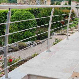 Rambarde de Terrasse à 5 barres Design Pont de Bateau en Inox en kit à la française