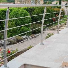 Rambarde de Terrasse à 5 barres Design Pont de Bateau en Inox en kit à la française