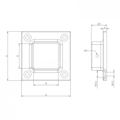 Départ mural carré en inox 316 brossé pour tube carré 50 x 50 mm Départ mural carré en inox 316 brossé pour tube carré 50 x 50 mm