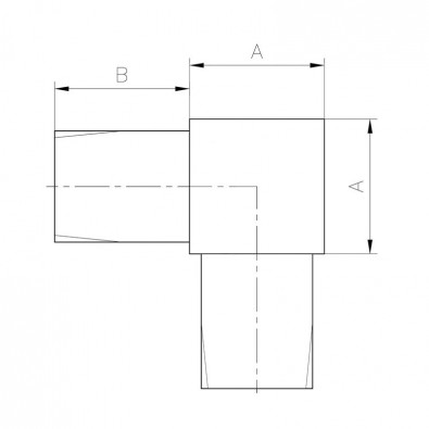 Coude à 90 degrés mâle-mâle en inox 316 brossé tube carré 25 x 25 mm Coude à 90 degrés mâle-mâle en inox 316 brossé tube carré 25 x 25 mm